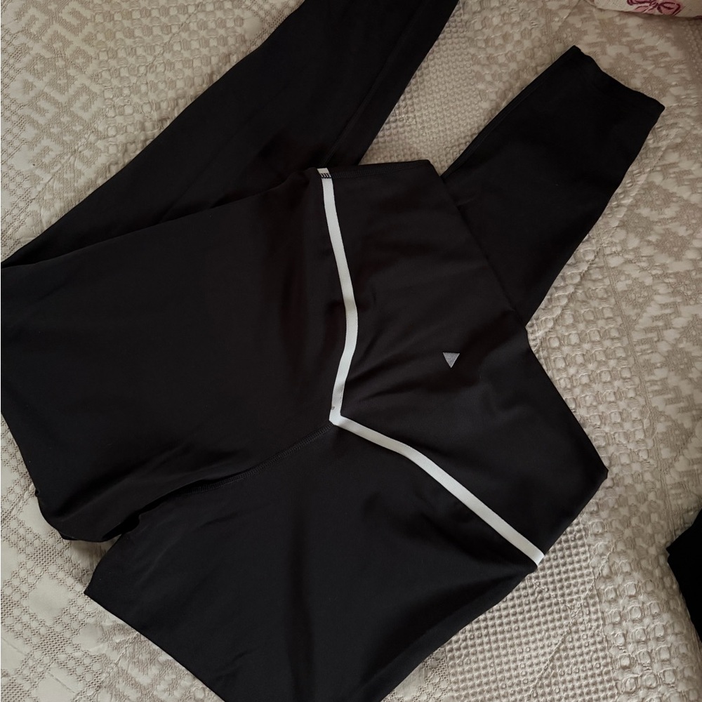 Vitality Black Leggings with White Trim